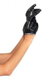 Faux leather cropped glove with stud detail