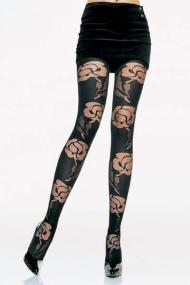 Lycra sheer roses panty hose