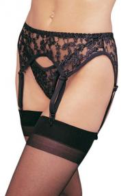 2 PC Lace garter belt set with matching thong