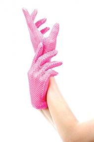 Fishnet wrist length gloves