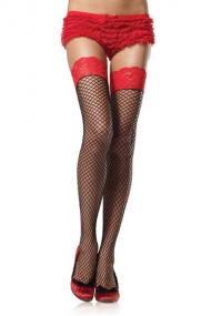 Industrial Net thigh highs with silicone stay up contrast lace t
